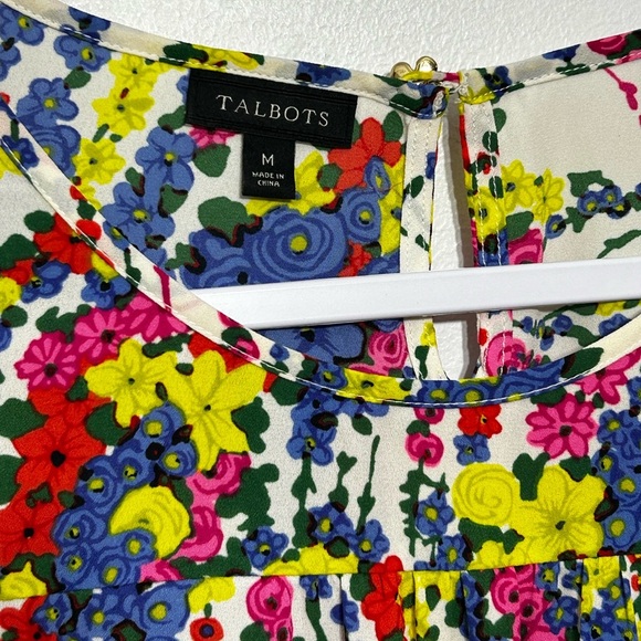 Talbots Swirling Floral Ruffle Sleeve Popover Blouse - Picture 8 of 11